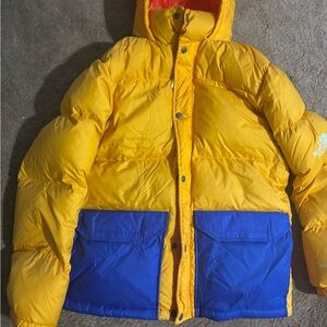 The North Face Yellow and Red Puffer Jacket